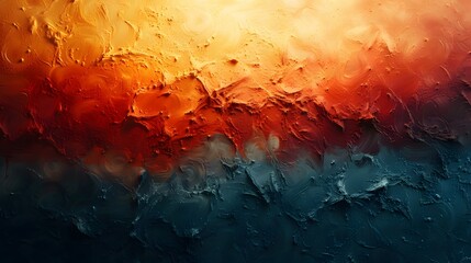 Highly textured oil abstract painting of orange, blue , red and black colors. palette knife ,thick oil paint drip texture. fire and earth colors background image
