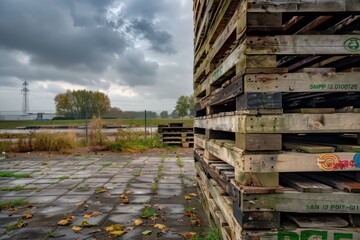 old pallets stack in an outdoor weathered appearance