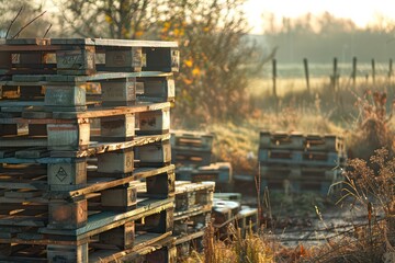 old pallets stack in an outdoor weathered appearance