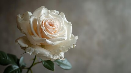 pure white rose close - up on a blurry background