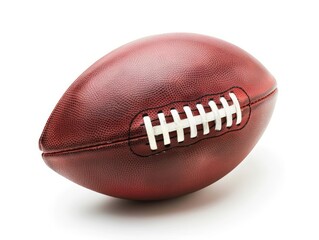 old brown leather american football ball with white background 