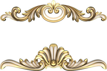Luxury golden wall design bas-relief  element