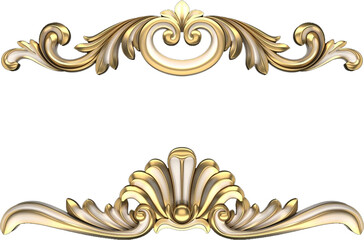 Luxury golden wall design bas-relief  element