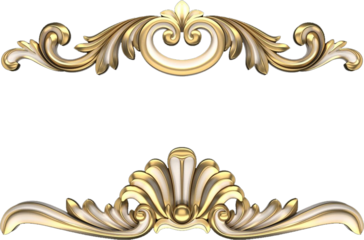 Luxury golden wall design bas-relief  element