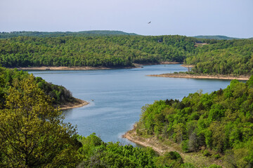 Looking out over a cove on Norfork Lake in Mountain Home, Arkansas 