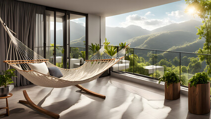 A boutique hotel suite with a private balcony garden