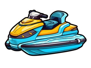 jetski graphic drawing on white background