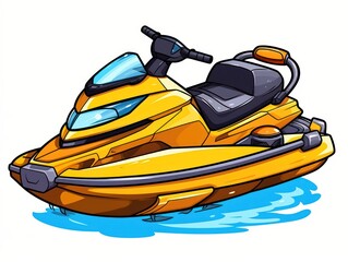 jetski graphic drawing on white background