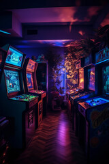 futuristic neon arcade generative ai