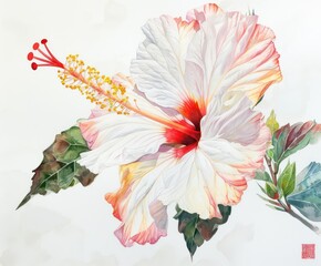 hibiscus flower watercolor painting
