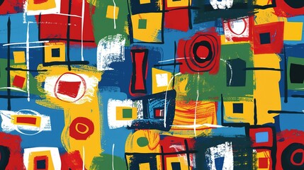 Naklejka premium marker painting seamless pattern abstract background in colorful bright vivid tone, freedom fun liberal concept, geometric pattern grungy artistic design, Generative Ai 