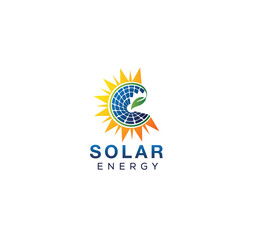 sun solar leaf green energy logo