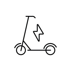 Creative electric scooter sign, line art, icon, vector art illustration.