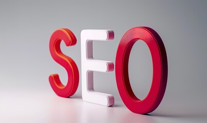the letter SEO in a 3D style friendly and useful in a white background