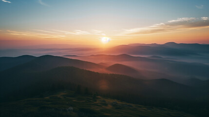 Sunrise Splendor Over Misty Mountains