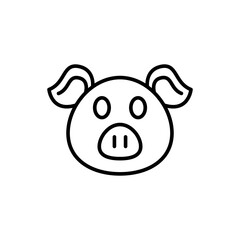  Cute pig outline icons, minimalist vector illustration ,simple transparent graphic element .Isolated on white background