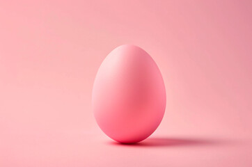 Minimalistic pink egg on pink background with shadow