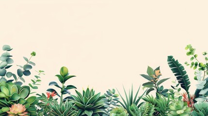 vector illustration of plants in pots on a isolated background