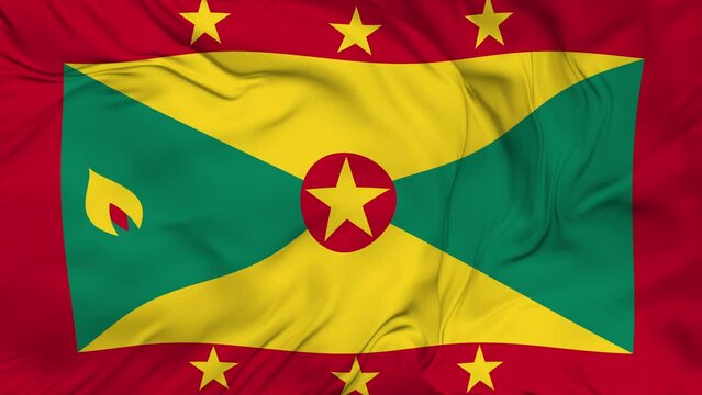 Grenada flag waving animation seamless loop.4K