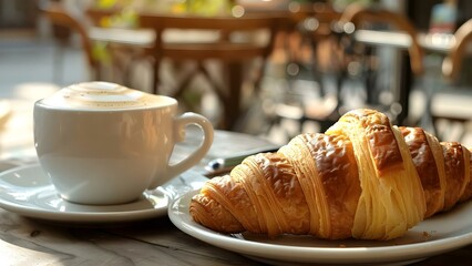 Indulging in a Parisian Breakfast: Croissants and Cappuccinos. Concept French Cuisine, Breakfast Rituals, Morning Indulgence