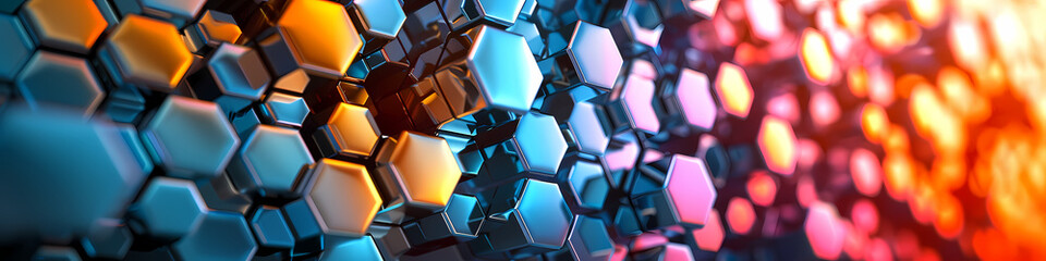 Digital hexagon abstract background --ar 4:1 --s 250 --v 6.0 
