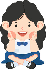 Kid girl student sitting floor arms cheeks