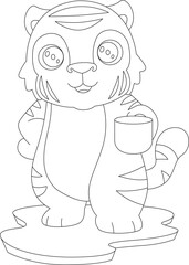 Tiger Coffee Cup Animal Vector Graphic Art Illustration