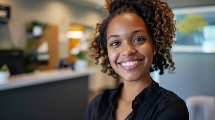 smiling receptionist at office