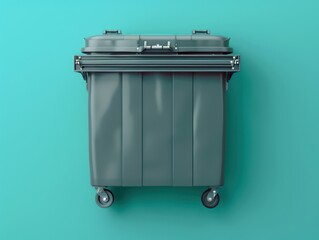 steel waste container in blue background