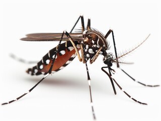 dengue mosquito, aedes aegypti, on white background