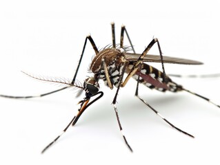 dengue mosquito, aedes aegypti, on white background