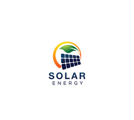 sun solar panel green leaf logo