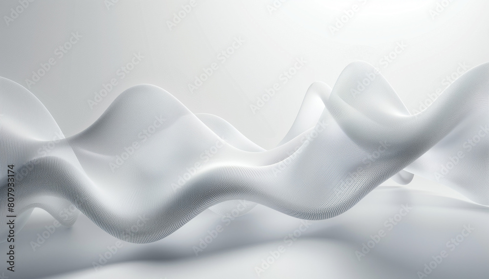 Leinwandbilder Grey white abstract background with 3d abstract wave element. Digital frequency track equalizer. Lines wave abstract stripe design. Abstract wave element for design