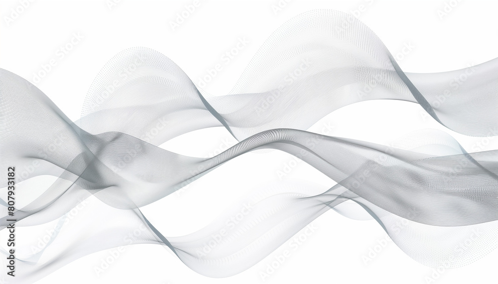 Fototapete Grey white abstract background with 3d abstract wave element. Digital frequency track equalizer. Lines wave abstract stripe design. Abstract wave element for design