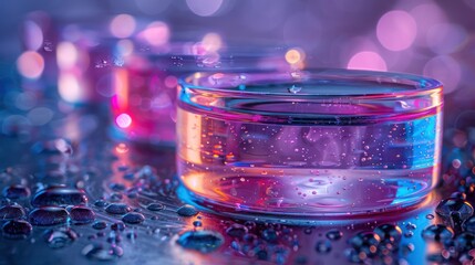 liquid glass in light colors blurred background