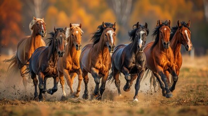 Craft an image of horses in action