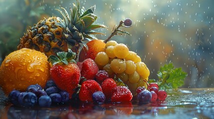 Craft an image of luscious fruits