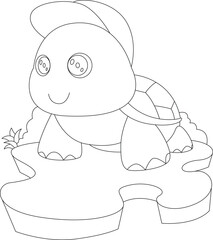 Turtle Pupil Cap School Animal Vector Graphic Art Illustration