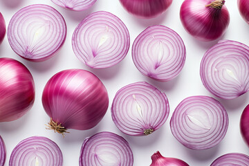 Red onion isolated on white background with clipping path.