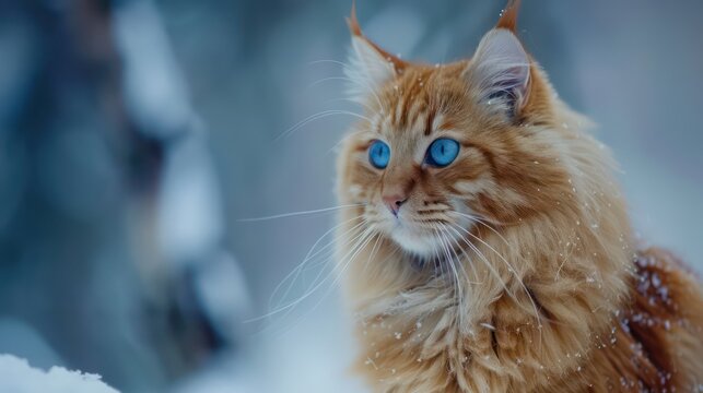 cat with blue eyes, sitting on the floor against a dark background