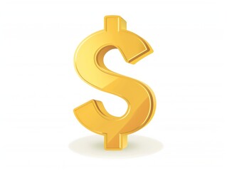 gold dollar sign, 3d, white background