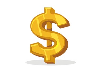 gold dollar sign, 3d, white background