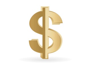 Fototapeta premium gold dollar sign, 3d, white background