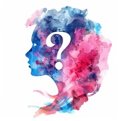 ? symbol, icon in watercolor painting on a white background