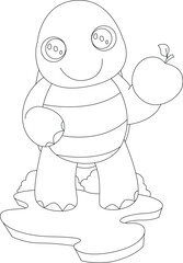 Turtle Apple Fruit Animal Vector Graphic Art Illustration