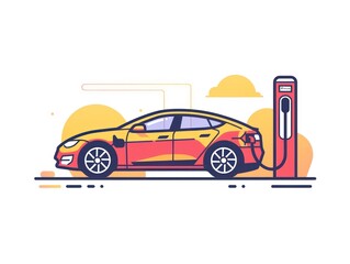 energy vehicle charging Illustration on white background