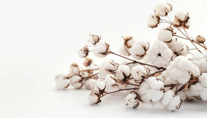 A bunch of cotton flowers are arranged in a row