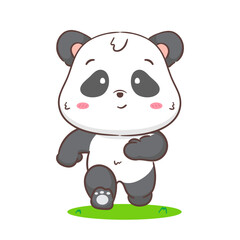 Cute panda running cartoon character. Adorable kawaii animals concept design. Hand drawn style vector illustration. Isolated white background.