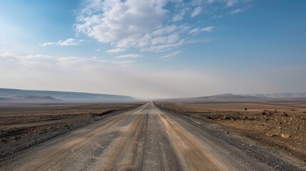 Fototapeta premium straight long road in desert land