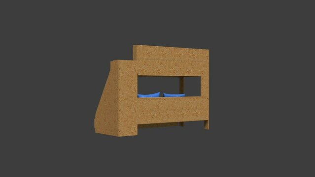 A bunk bed with colorful pillows and blankets. The bed is made and ready for use. The bed is a cozy and inviting place to sleep